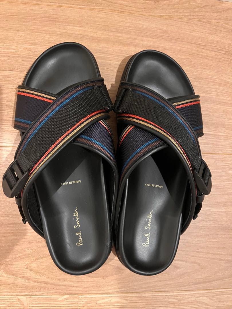 Paul Smith クロスストラップサンダル ブラック/マルチカラー
