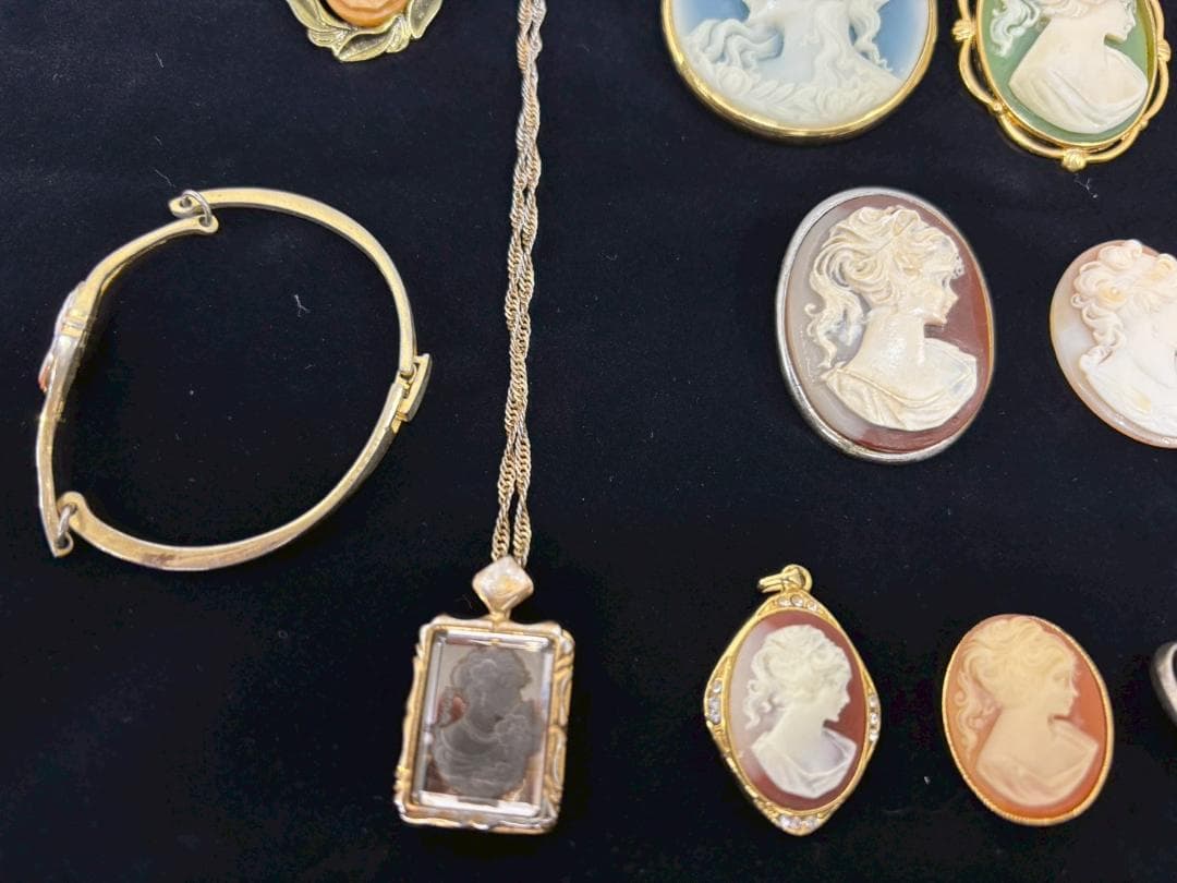 10-27-3 カメオ まとめ セット シェル メノウ ブローチ ネックレス