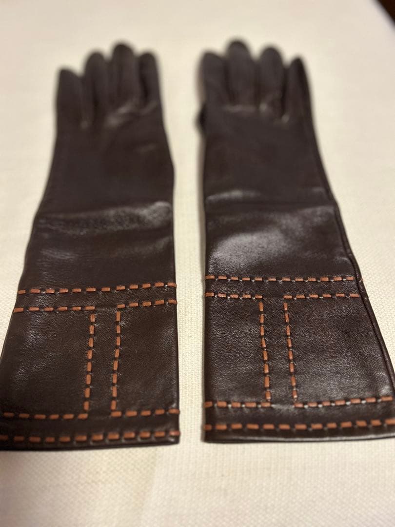 HERMES ラムスキン 手袋 サイズ7 ダークブラウン