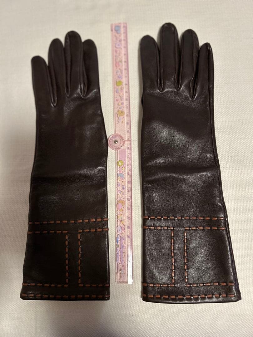 HERMES ラムスキン 手袋 サイズ7 ダークブラウン