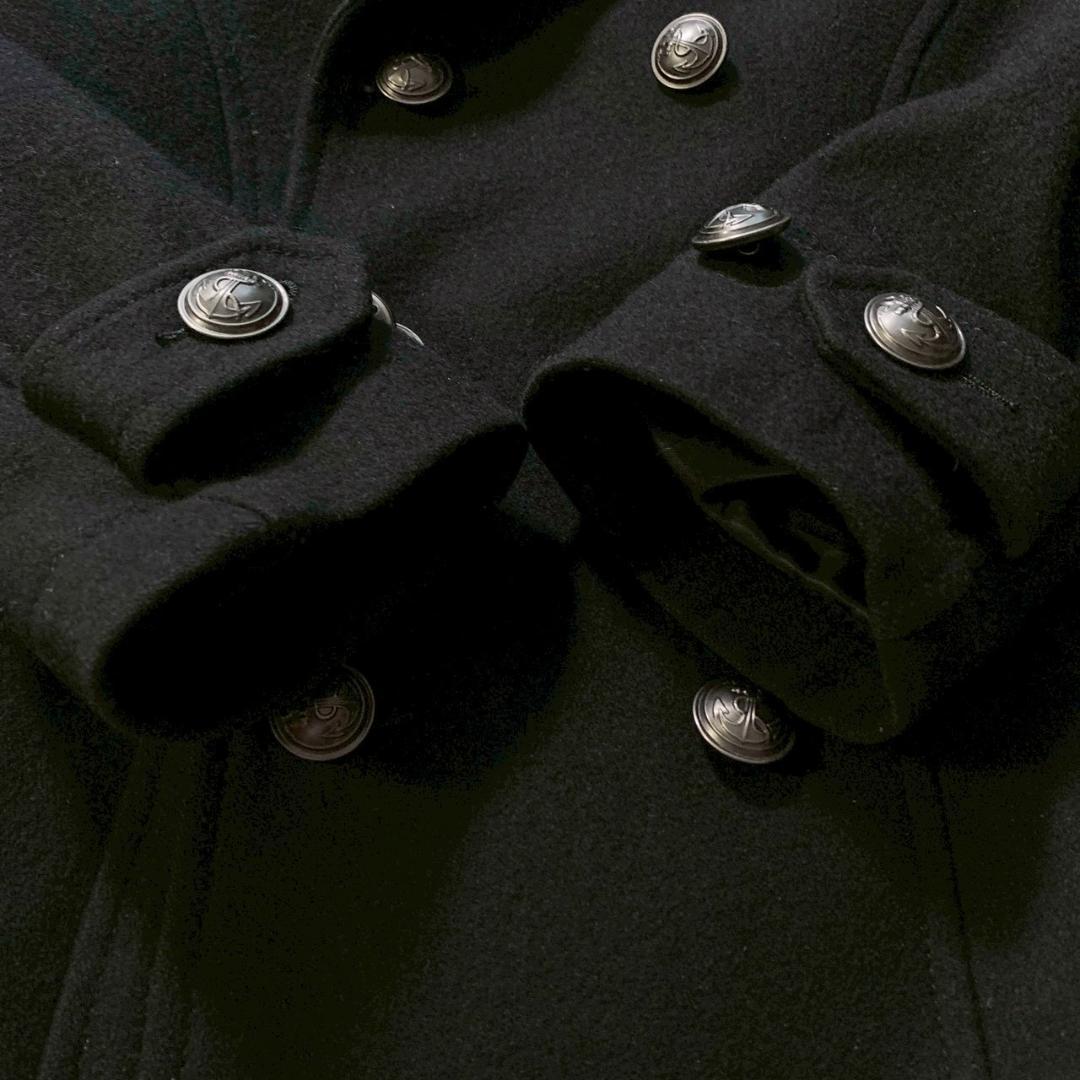 カ*ん様 【y2k】PPFM ウールピーコート M 黒 ショート丈 銀ボタン パ