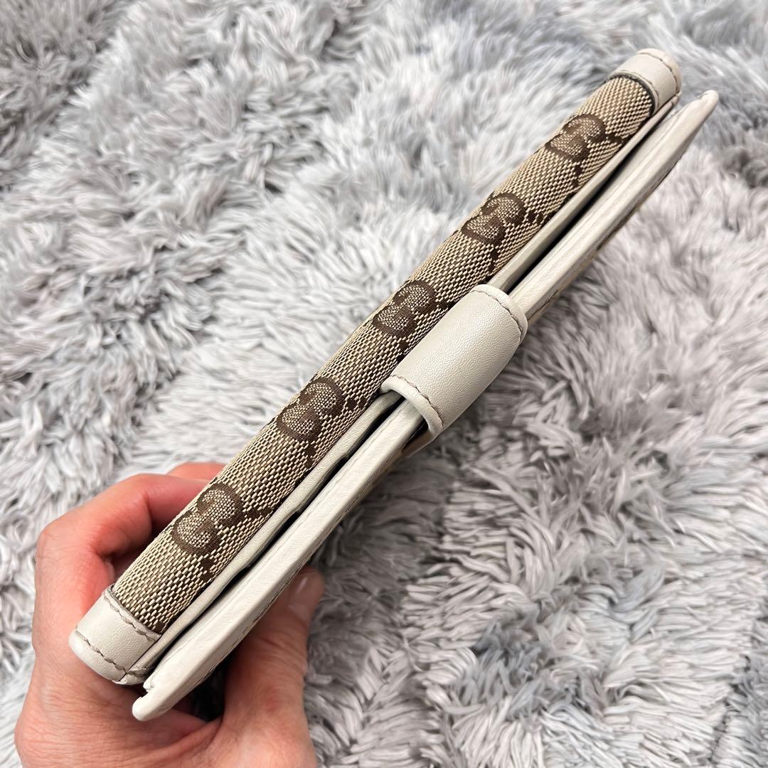 美品✨GUCCI インターロッキング　長財布　GGキャンバス ホワイト