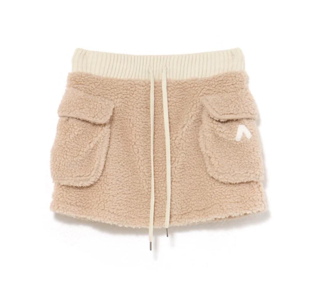 andmary Fluffy mini skirt ベージュ　アンドマリー