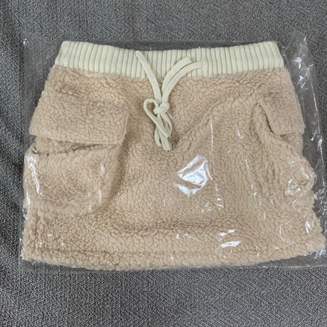 andmary Fluffy mini skirt ベージュ　アンドマリー