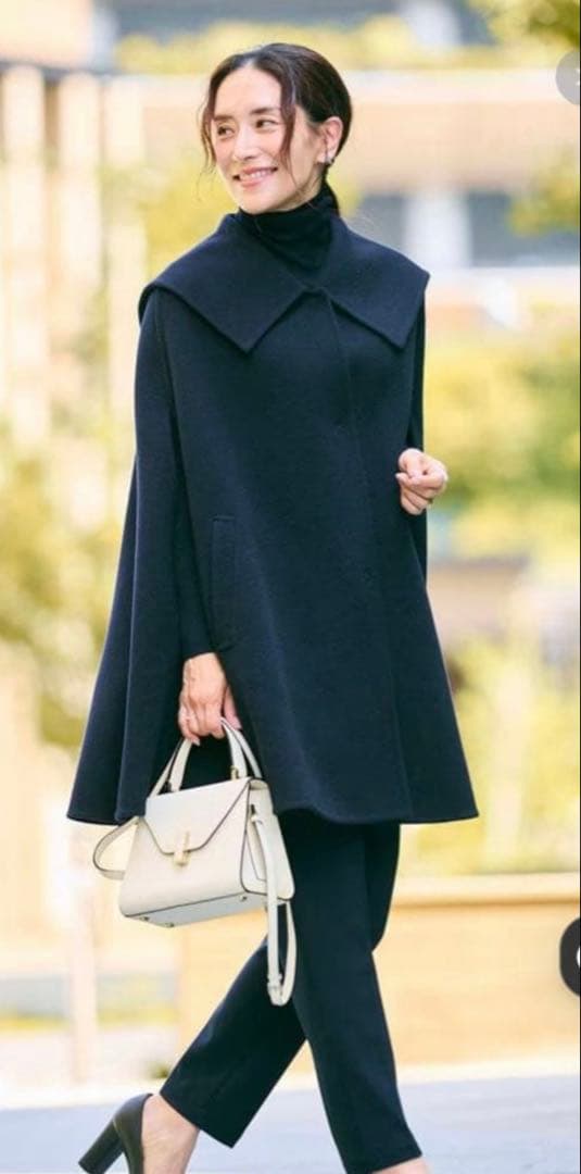 #Newans ハッシュニュアンス　セーラーカラーダブルフェイスカープコート