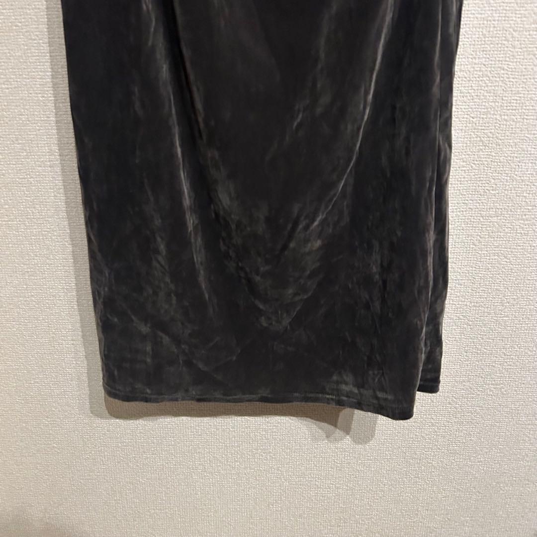 SNIDEL フロッキーベロアドレープドレス ダークグレー 1