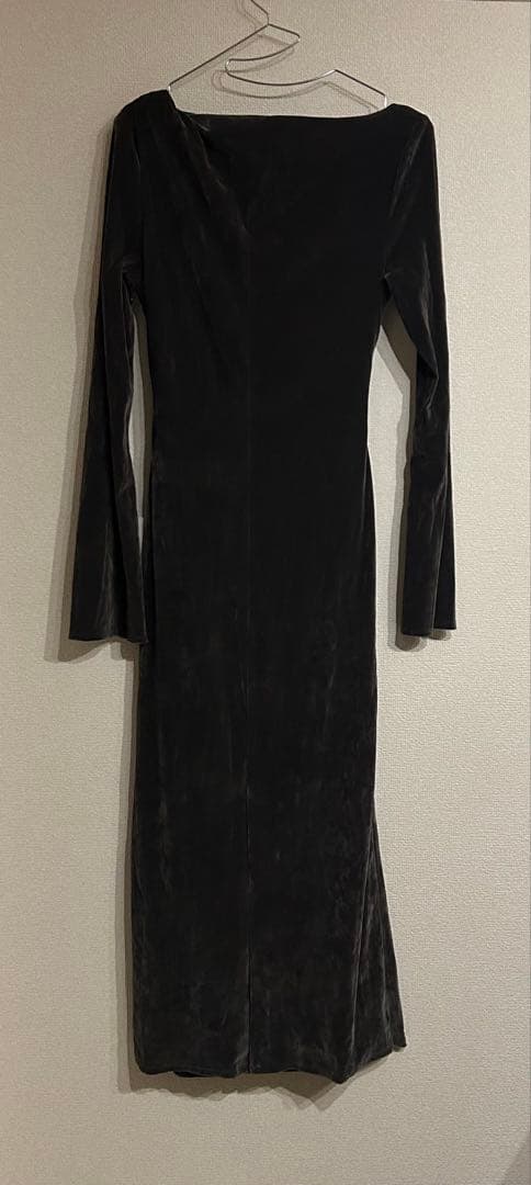 SNIDEL フロッキーベロアドレープドレス ダークグレー 1