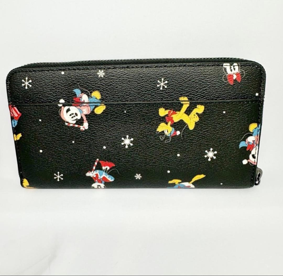 j　COACH ディズニーコラボ ミッキー ホリデーラウンドジップ長財布