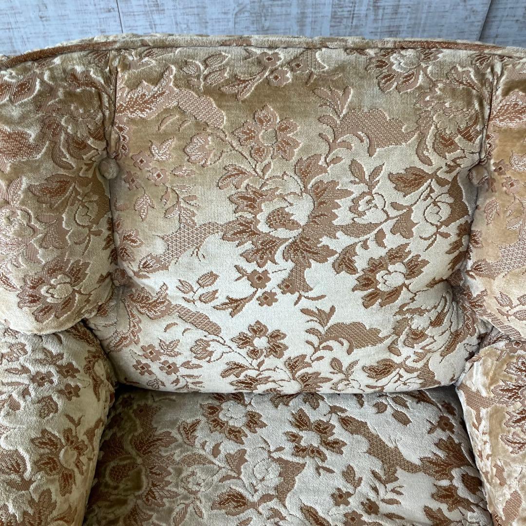 ② 昭和レトロ マルニ木工 花柄ベロアソファー 一人掛けソファー アームチェア