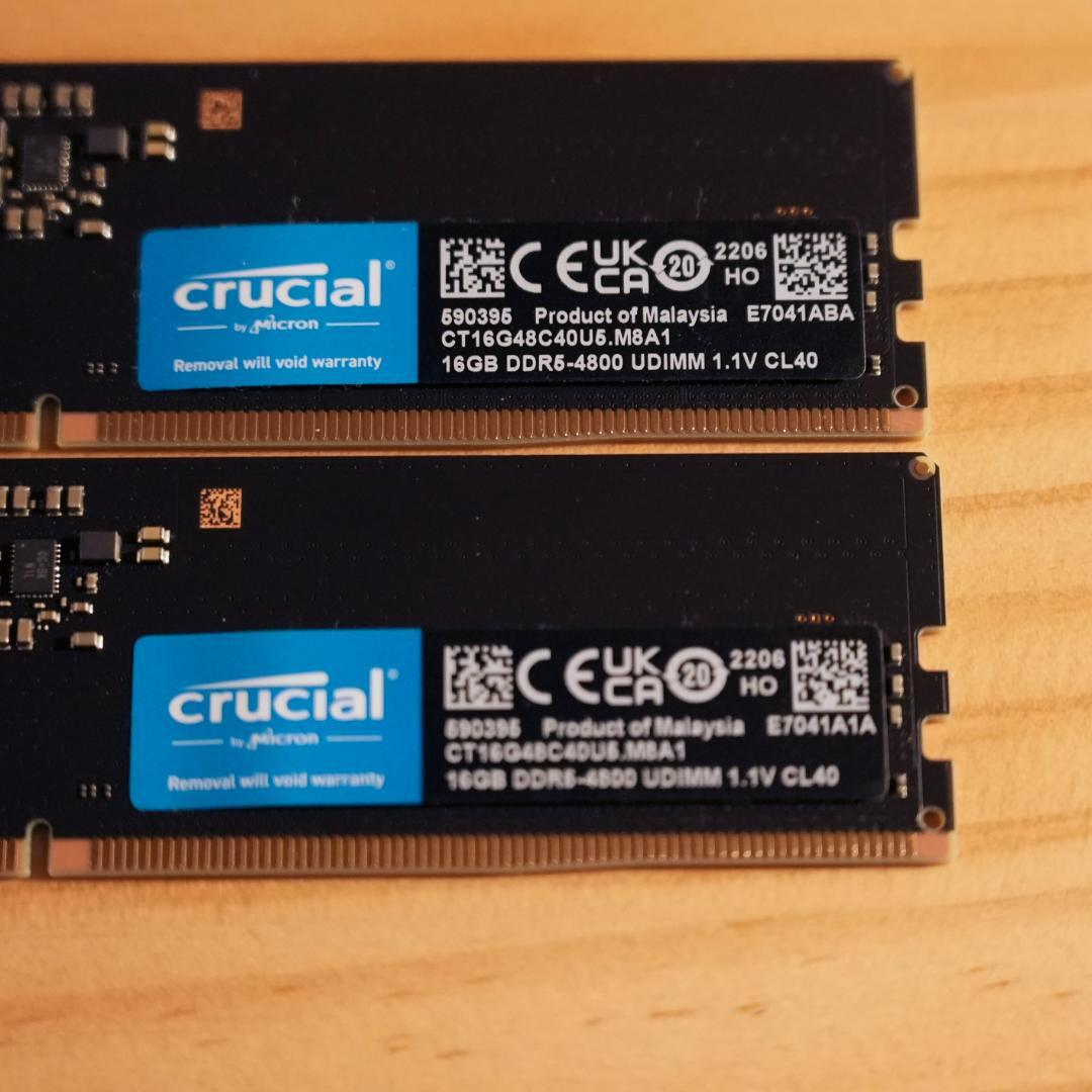 crucial DDR5 32GBセット (16GB×２枚) 4800MHz