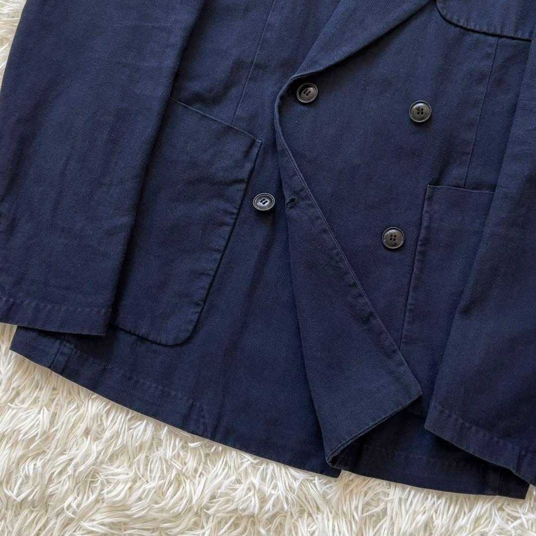 ドリスヴァンノッテン ダブルジャケット 44 ネイビー リネン混