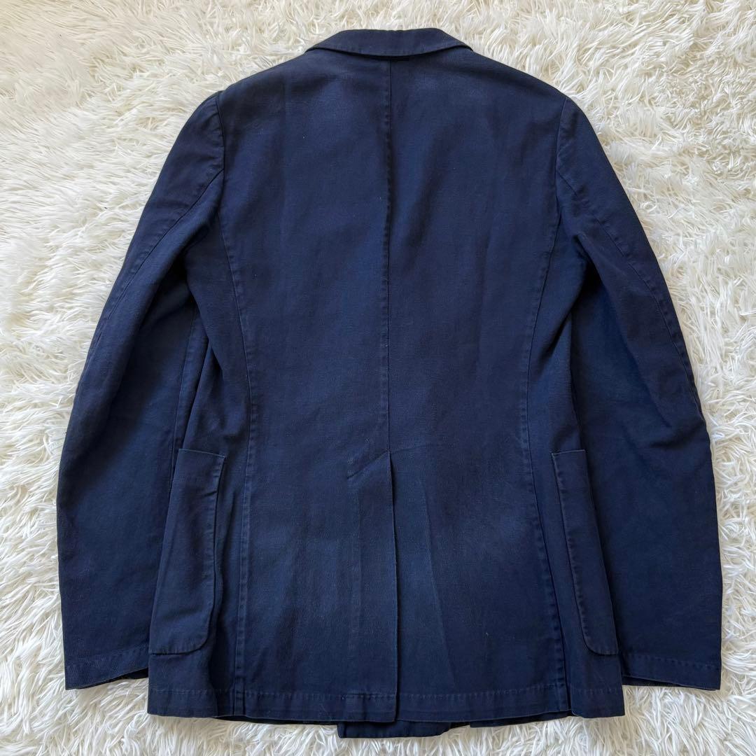 ドリスヴァンノッテン ダブルジャケット 44 ネイビー リネン混
