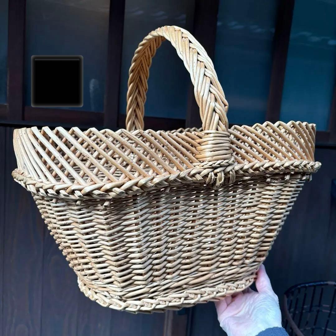 キャトル・セゾン　フランス柳バスケット　パニエ １本手付クロスＳ