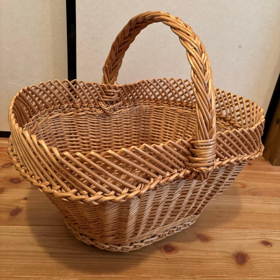 キャトル・セゾン　フランス柳バスケット　パニエ １本手付クロスＳ