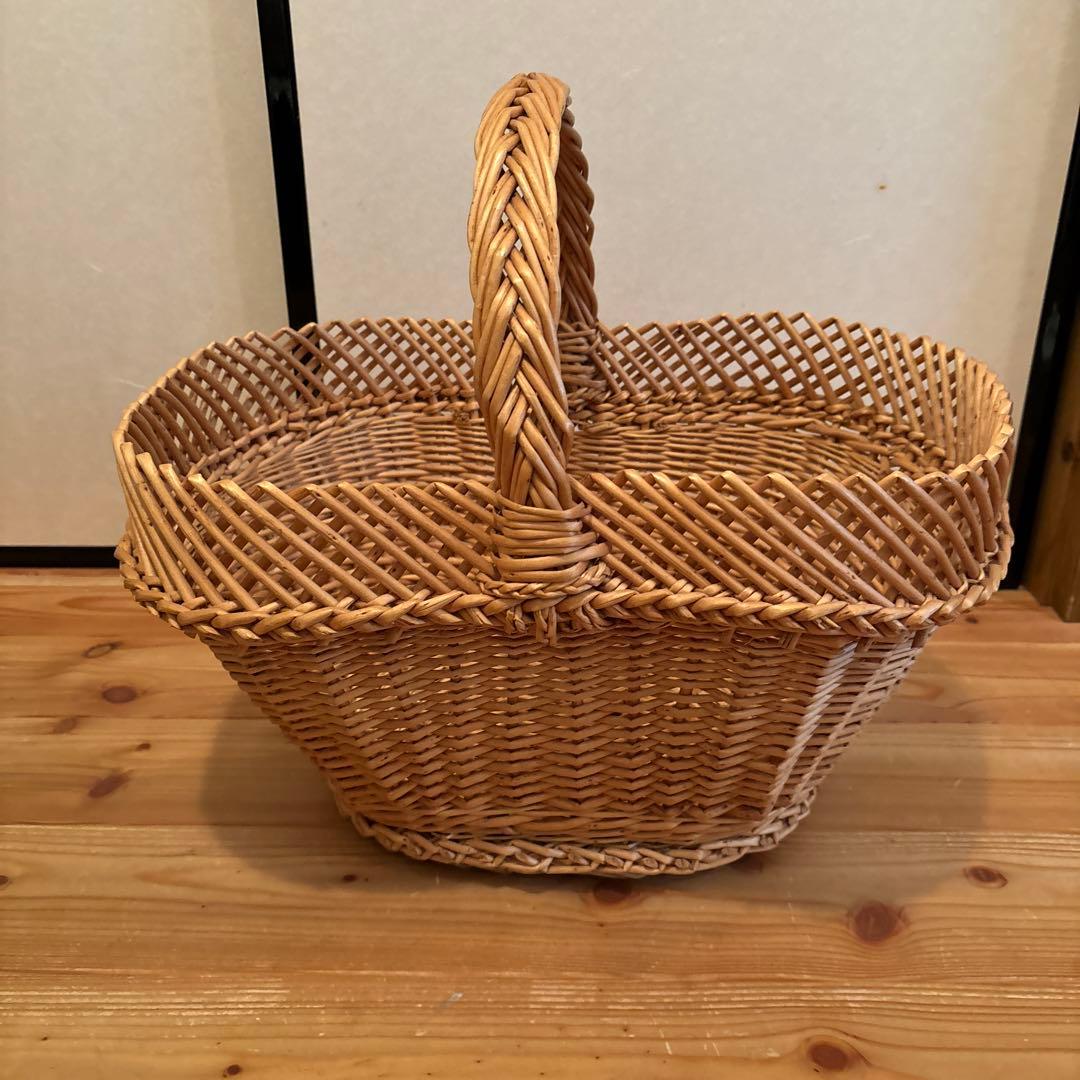 キャトル・セゾン　フランス柳バスケット　パニエ １本手付クロスＳ