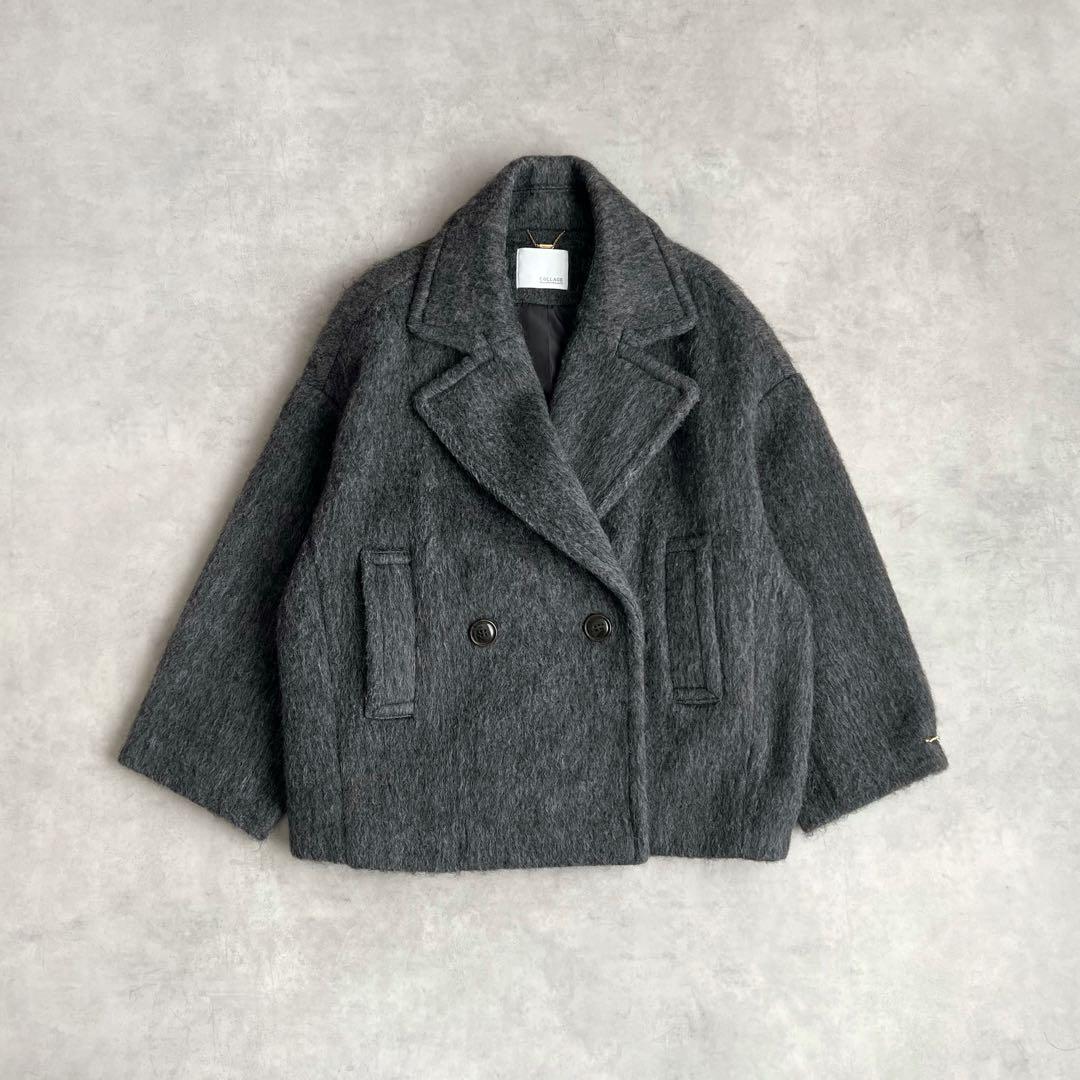 COLLAGE GALLARDAGALANTE ウール混シャギーPコート　グレー