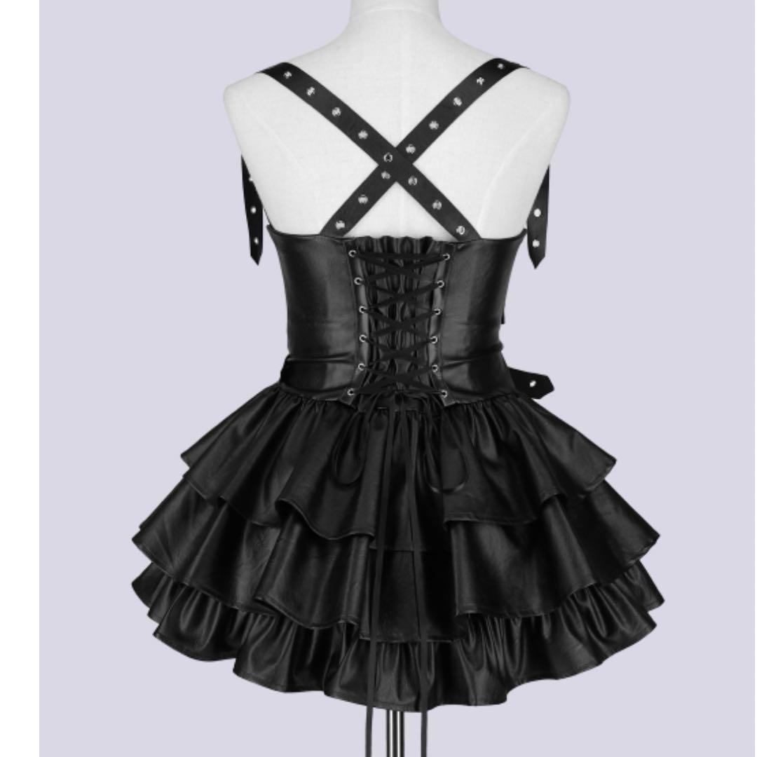 クーザ IMVAL / Frill Leather Dress ブラック