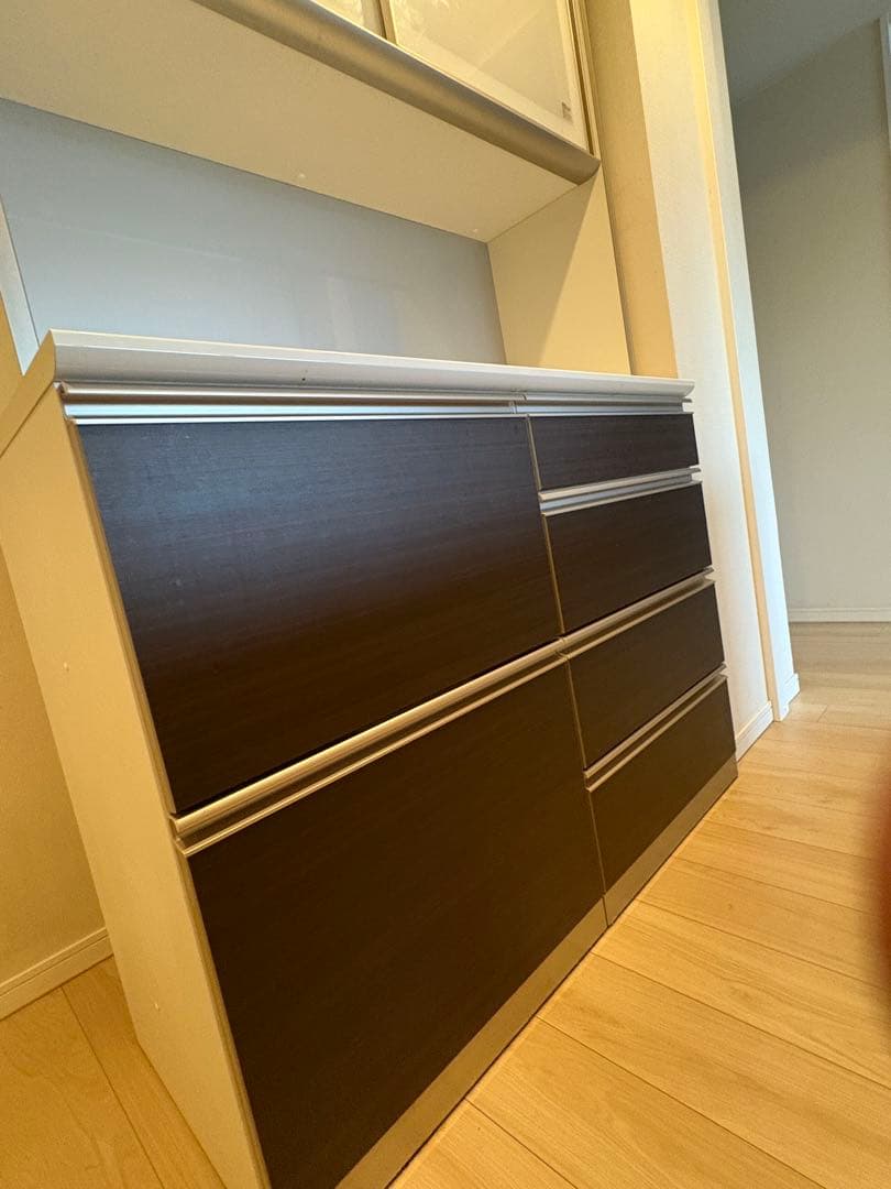 【綾野製作所】キッチンキャビネット ダークブラウン