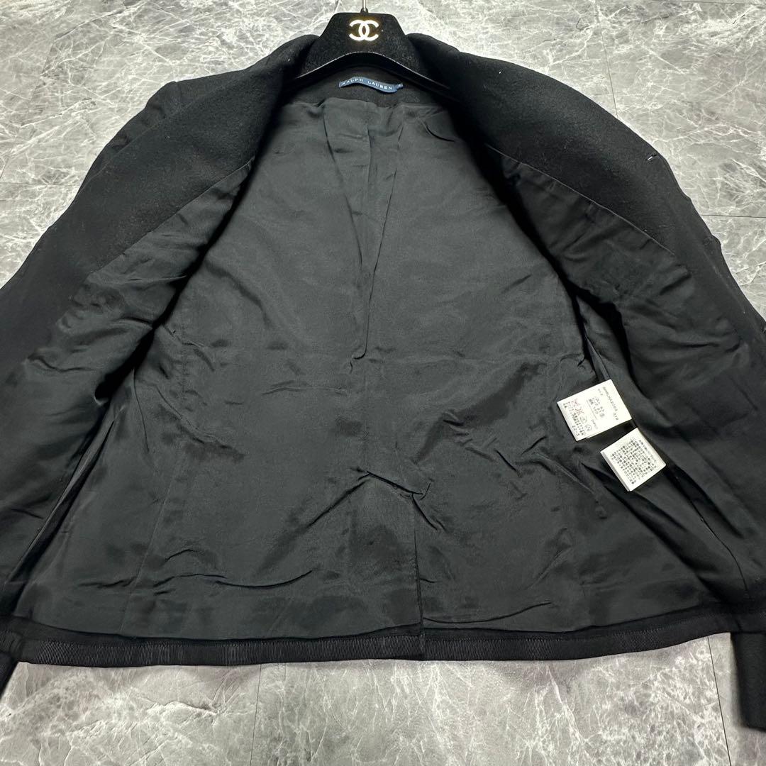 カシミヤアンゴラ♡ラルフローレン　紺ブレ　エンブレム　金ボタン　黒　M