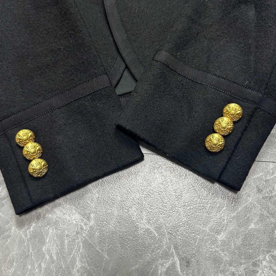 カシミヤアンゴラ♡ラルフローレン　紺ブレ　エンブレム　金ボタン　黒　M