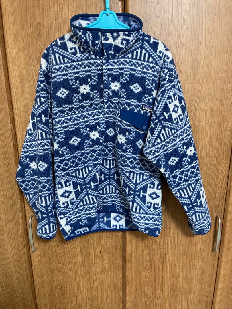 2011年　patagoniaフリース　シンチラスナップT 雪柄　S