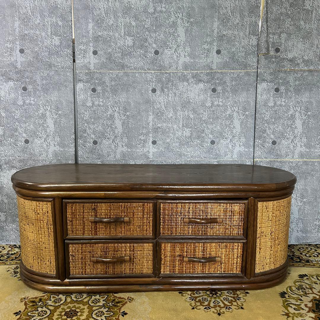 さや꧁昭和レトロ家具꧂ラタンローチェスト 籐 収納 たんす タンス