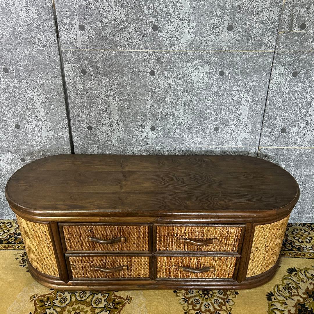 さや꧁昭和レトロ家具꧂ラタンローチェスト 籐 収納 たんす タンス