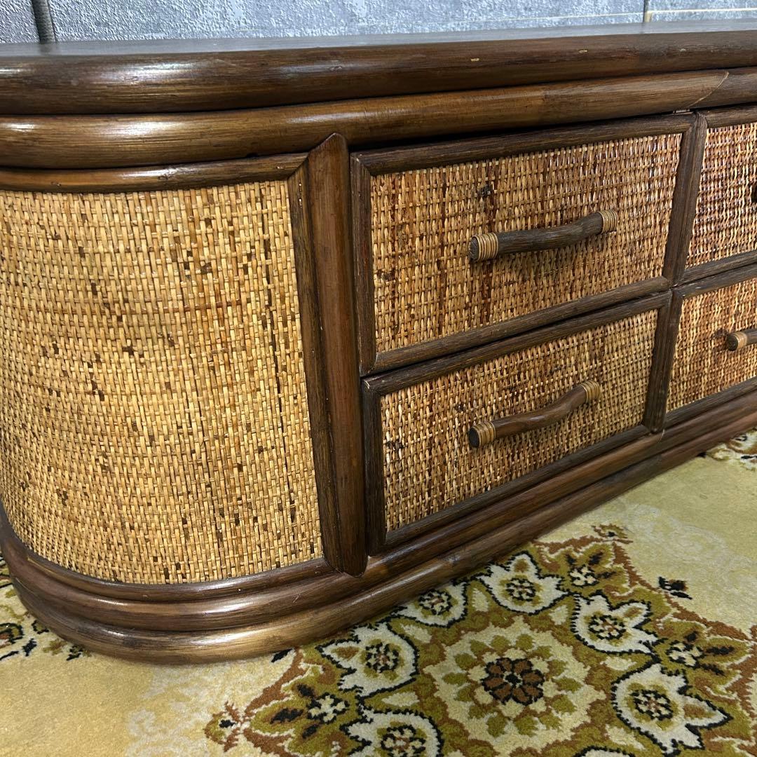 さや꧁昭和レトロ家具꧂ラタンローチェスト 籐 収納 たんす タンス