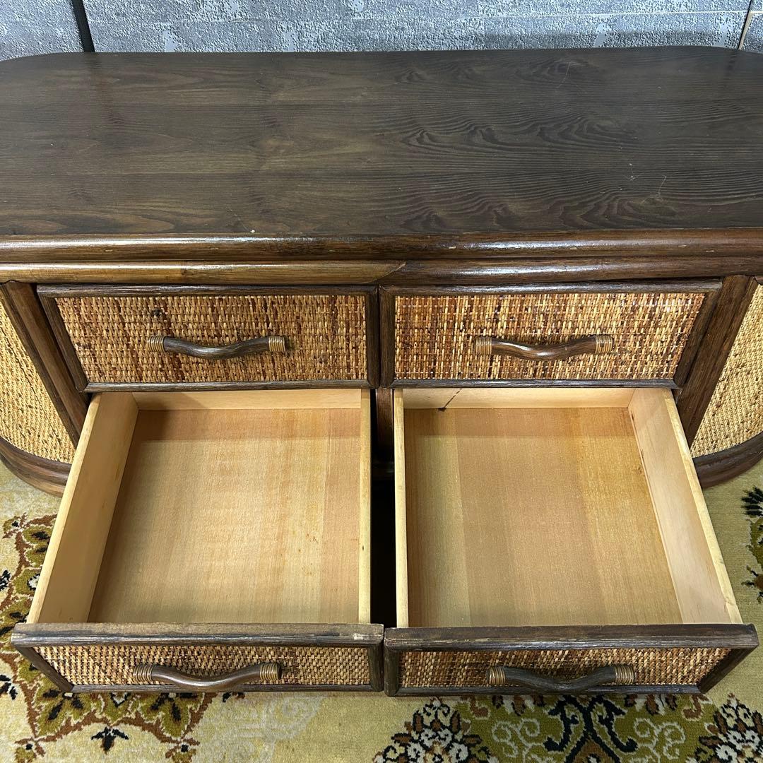 さや꧁昭和レトロ家具꧂ラタンローチェスト 籐 収納 たんす タンス
