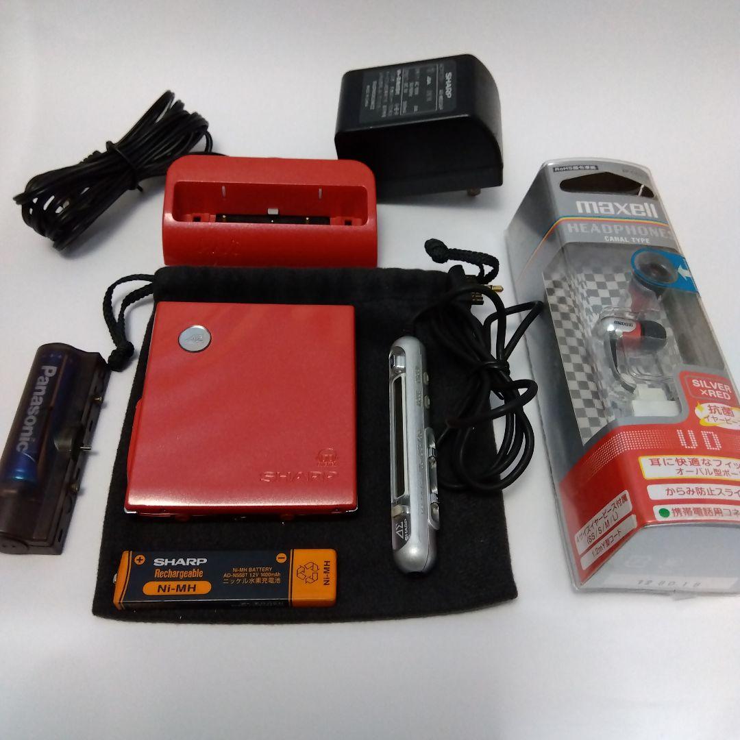 シャープ　ポータブルMDプレイヤー　MD-DS77-R　作動確認済み