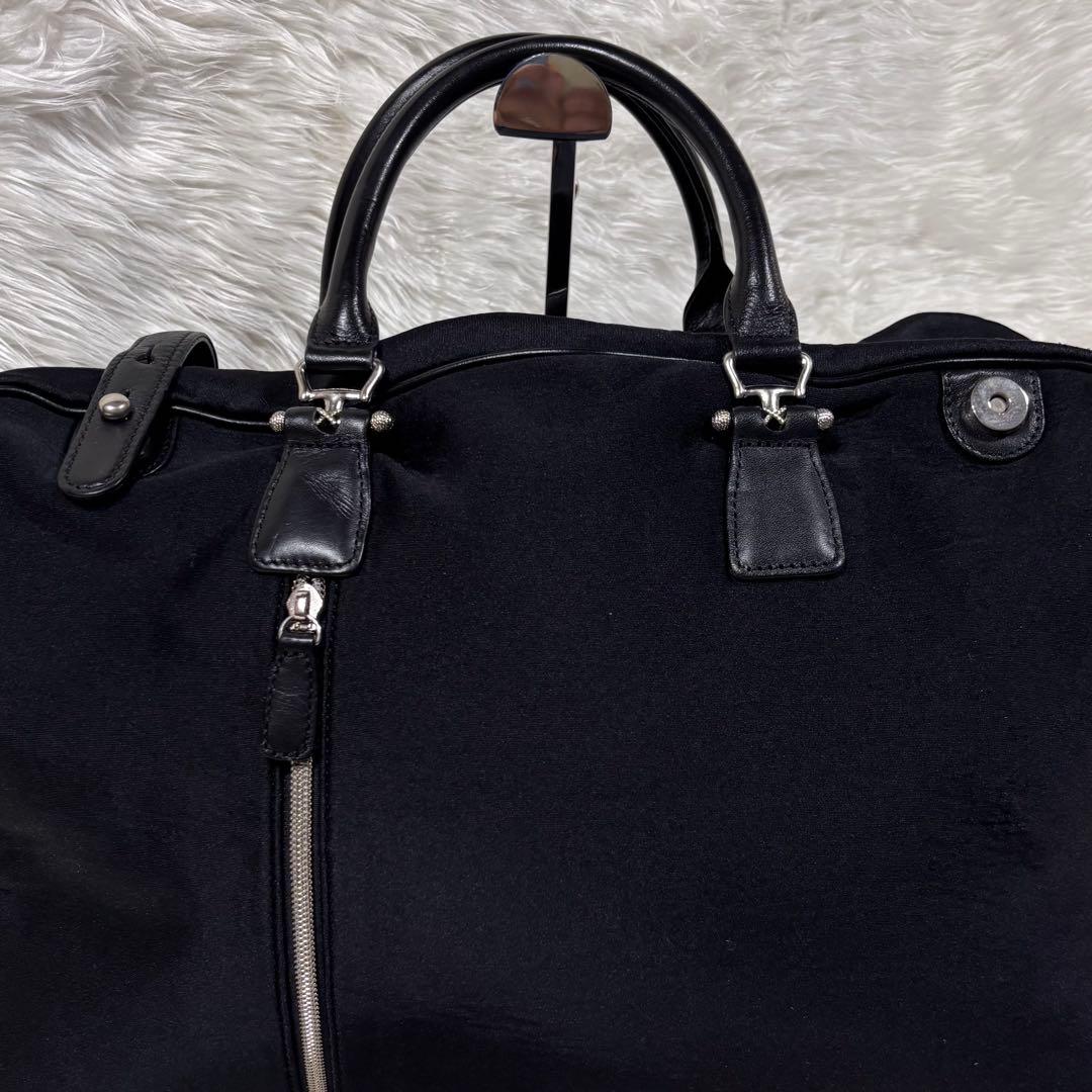 バレンシアガ ボストンバッグ 大容量 ジップ シルバー金具 フラップ 黒