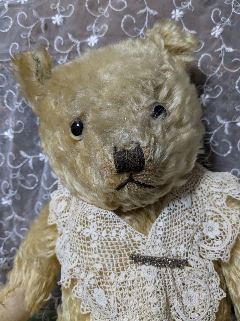 ヴィンテージ テディベア レース襟付き