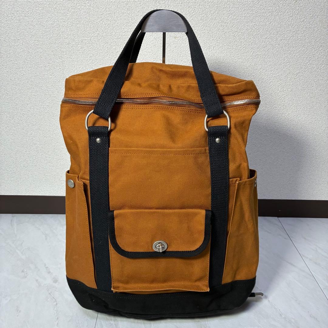 一澤信三郎帆布 R-08 リュック 2way レンガ✖️黒 綿帆布 信三郎帆布