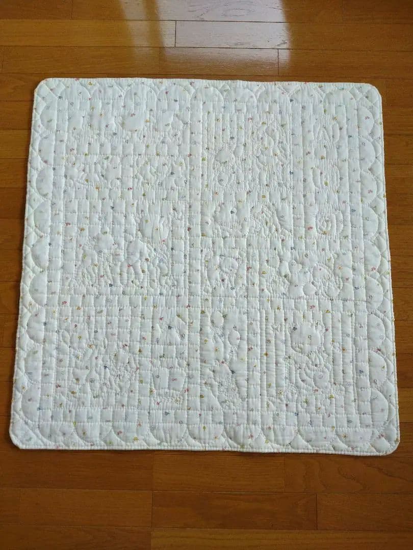 出産祝　ベビーキルトブランケット、マット、ハンドメイド、アニマル、88×86cm