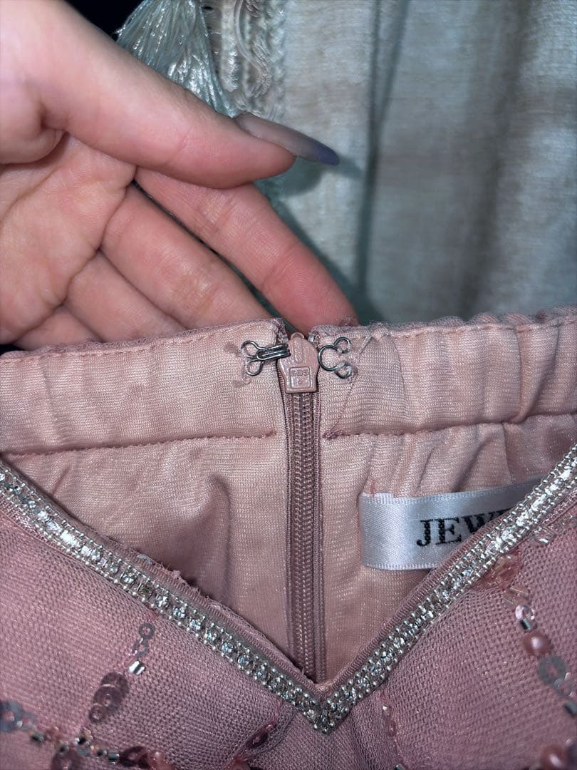 シアースリーブビジュースマーメイドミニドレス jewels キャバ