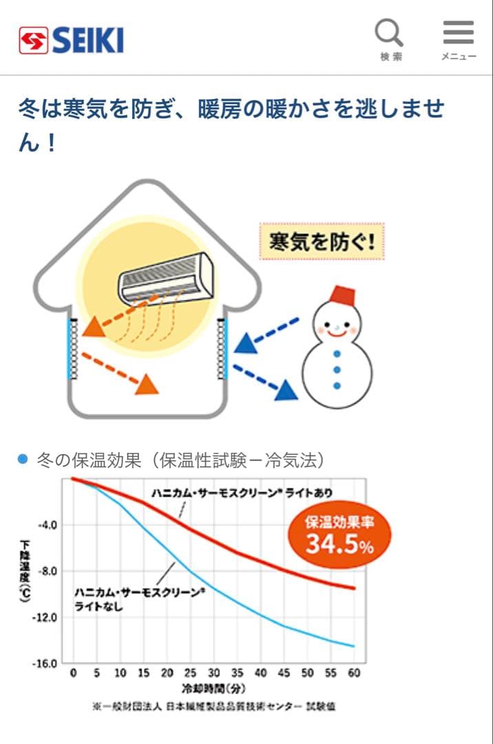 SEIKI ハニカムスクリーン(右) 1282x2145 ホワイト　値下期間中！