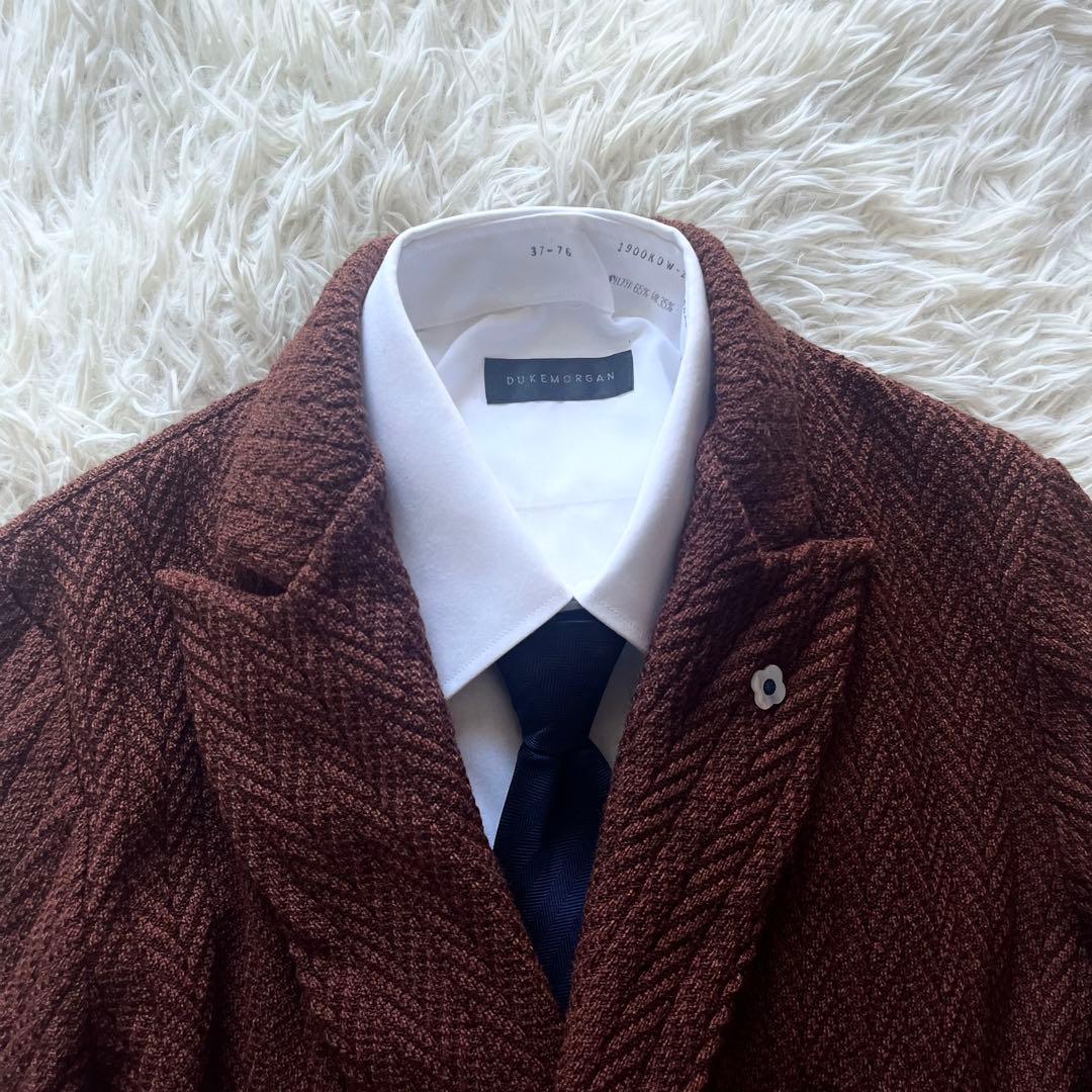 <極美品>LARDINI ブラウン ウール ニットジャケット サイズS相当