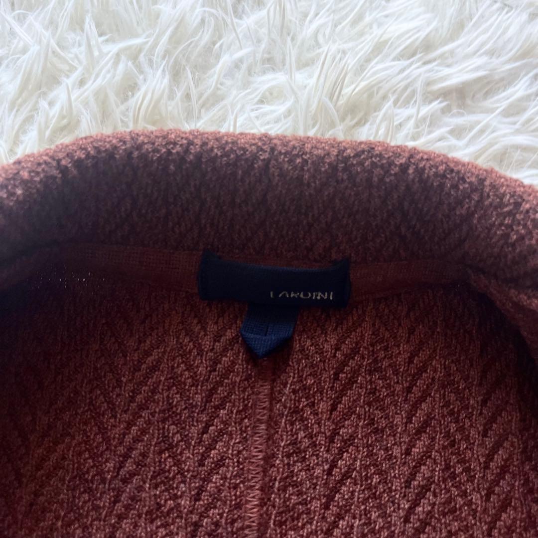<極美品>LARDINI ブラウン ウール ニットジャケット サイズS相当