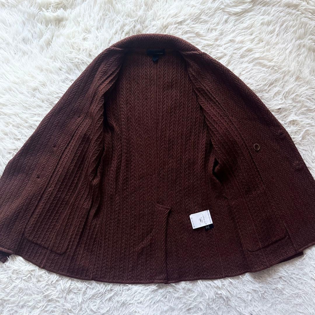 <極美品>LARDINI ブラウン ウール ニットジャケット サイズS相当