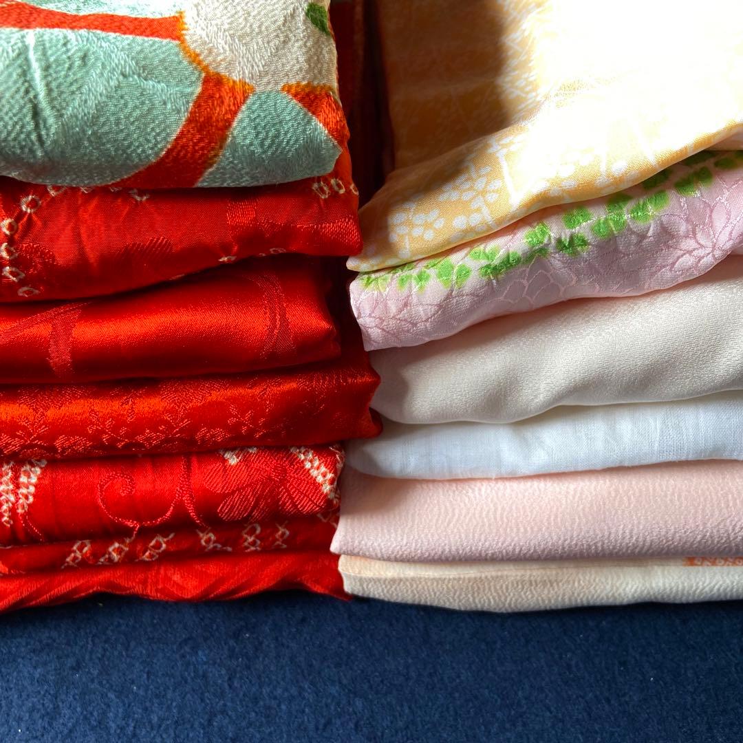 162 長襦袢ちりめん綸子錦紗14枚おまとめ売り材料正絹