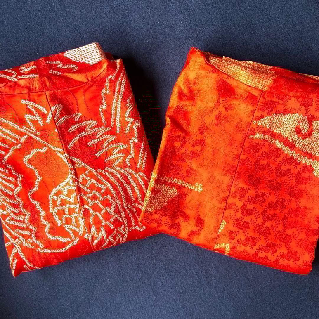 162 長襦袢ちりめん綸子錦紗14枚おまとめ売り材料正絹