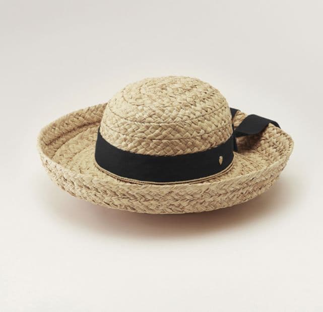 美品 ヘレンカミンスキー クラシック5 リボン ラフィアハット 麦わら帽子