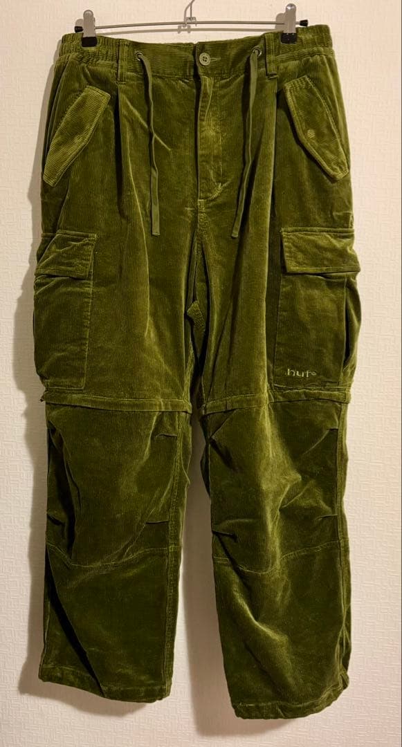 huf コーデュロイ カーゴパンツ オリーブグリーン