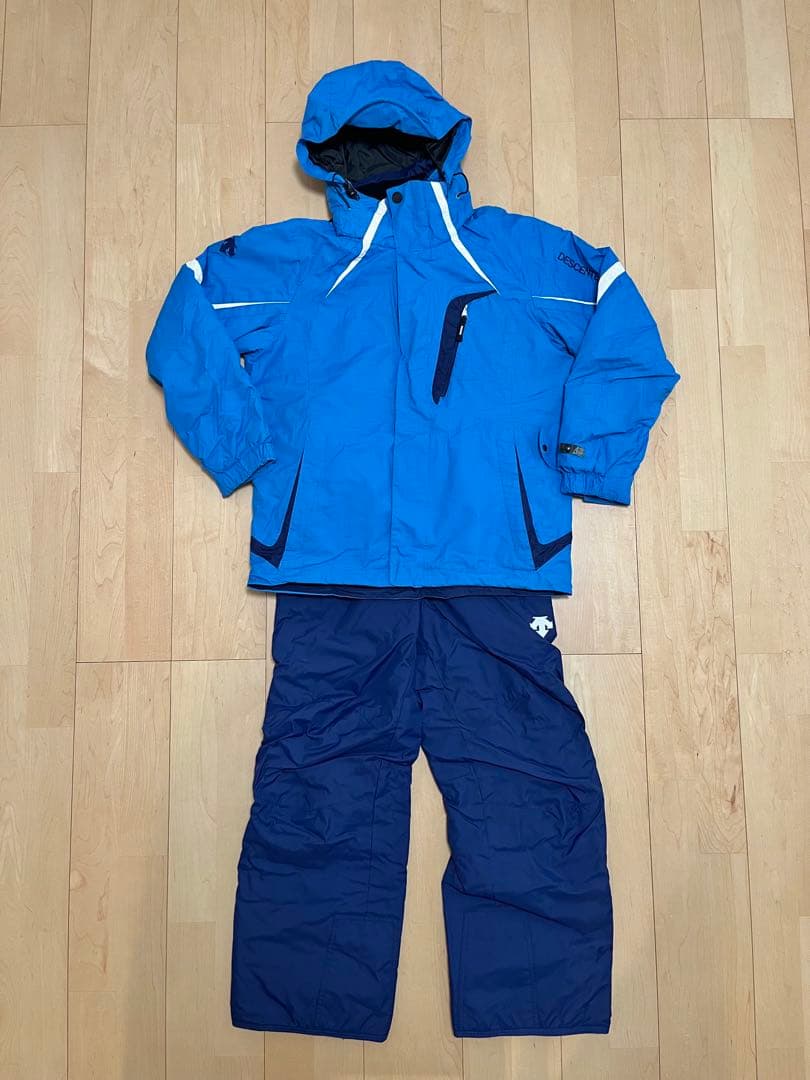 【美品】デサント スキーウェア 上下セット Sサイズ 水色＋ネイビー