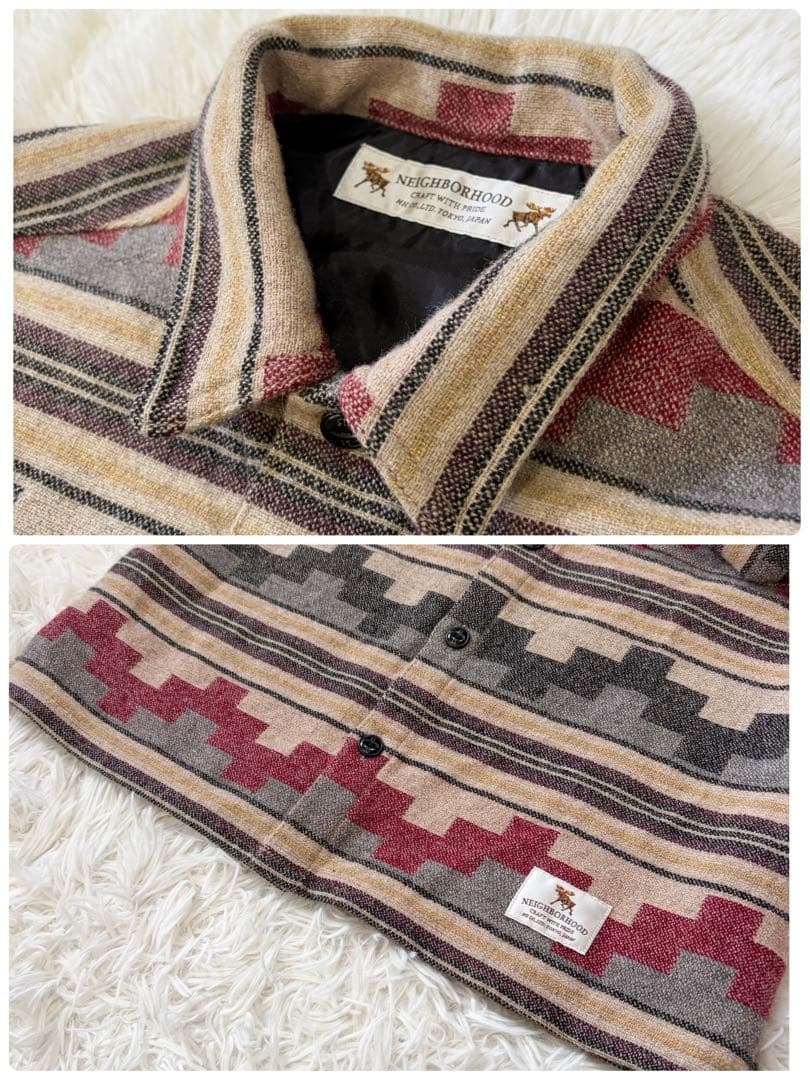 【美品】ネイバーフッド ネイティブ柄 オルテガコットンシャツジャケット M