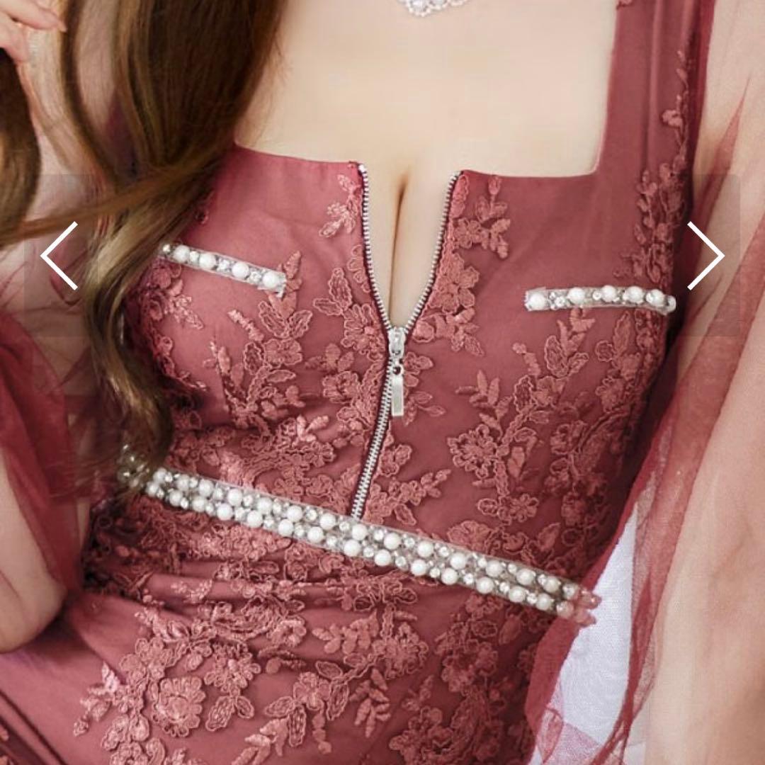 JEWELS バーガンディ刺繍ドレス