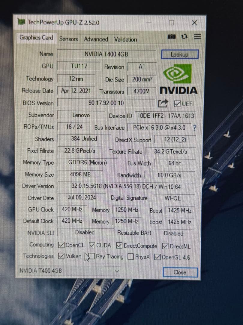 NVIDIA T400 4GB グラフィックボード GPU