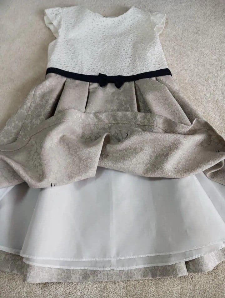 大人気♪プティマイン♪リボンワンピーススーツ3点セット◆120cm