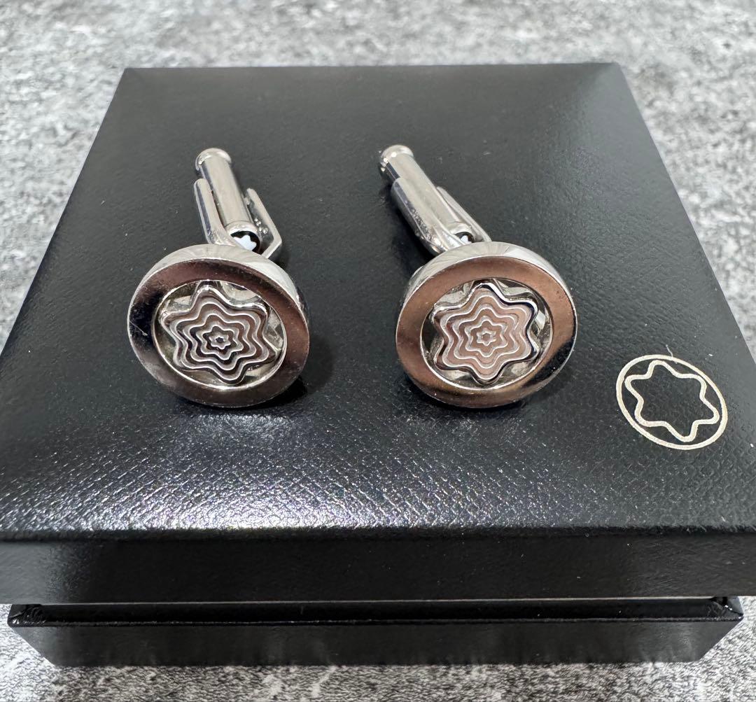 モンブラン MONT BLANC ロゴ入りカフリンクス シルバー リバーシブル
