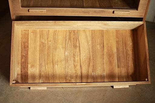 前面ガラスの引き出し3段　食器棚　収納棚　キャビネット　シャツケース　古家具